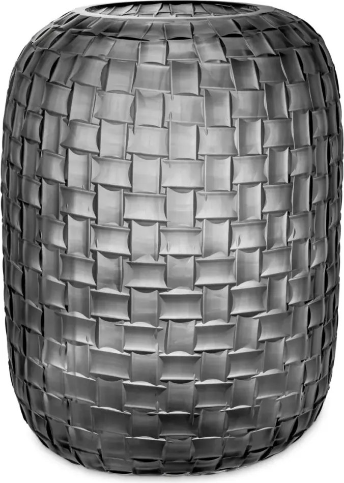 Vas decorativ design LUX realizat manual din sticla Varese L gri