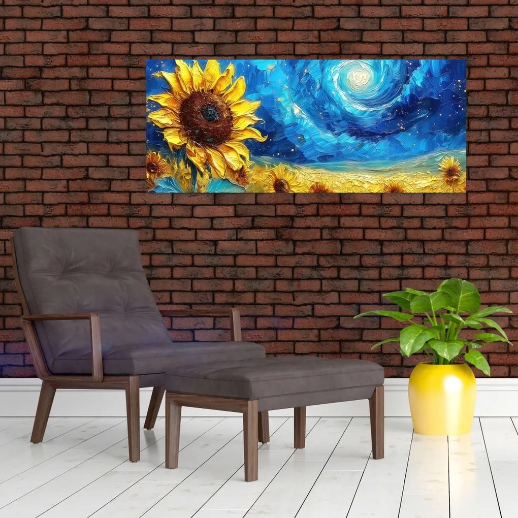 Tablou - Pictura floarea-soarelui (120x50 cm)