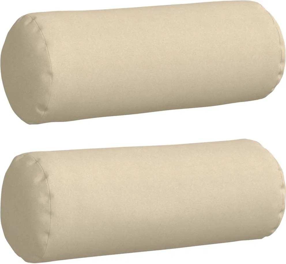 vidaXL Perne Bolster 2 pcs Crem Ø 25 x 70 cm țesătură