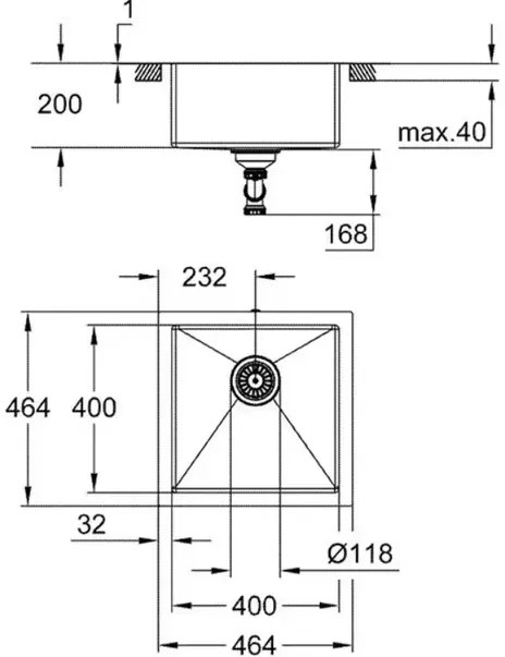 Chiuveta inox Grohe K700 46.4x46.4 cm 1 cuva