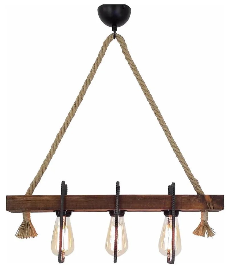 Lustră suspendată pe cablu KUTUK 3xE27/40W/230V, lemn de pin