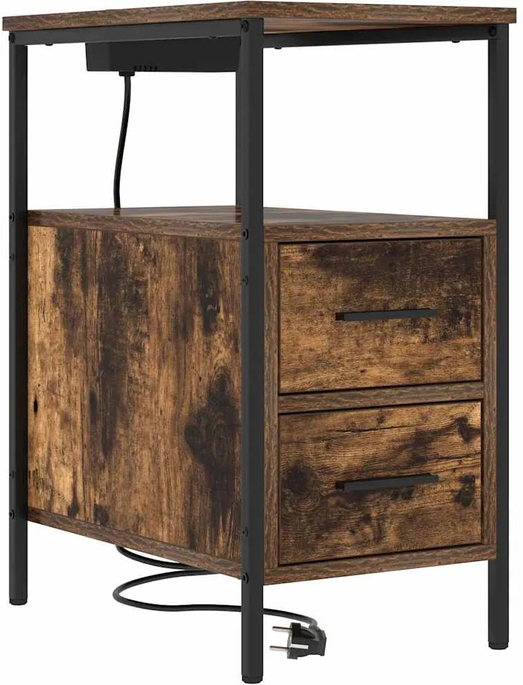 vidaXL Dulap de noapte Stejar fumuriu 30 x 48 x 61 cm Lemn compozit