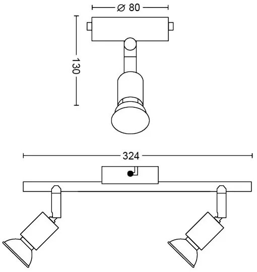 Spot LIMBALI 2xGU10/50W/230V negru Philips