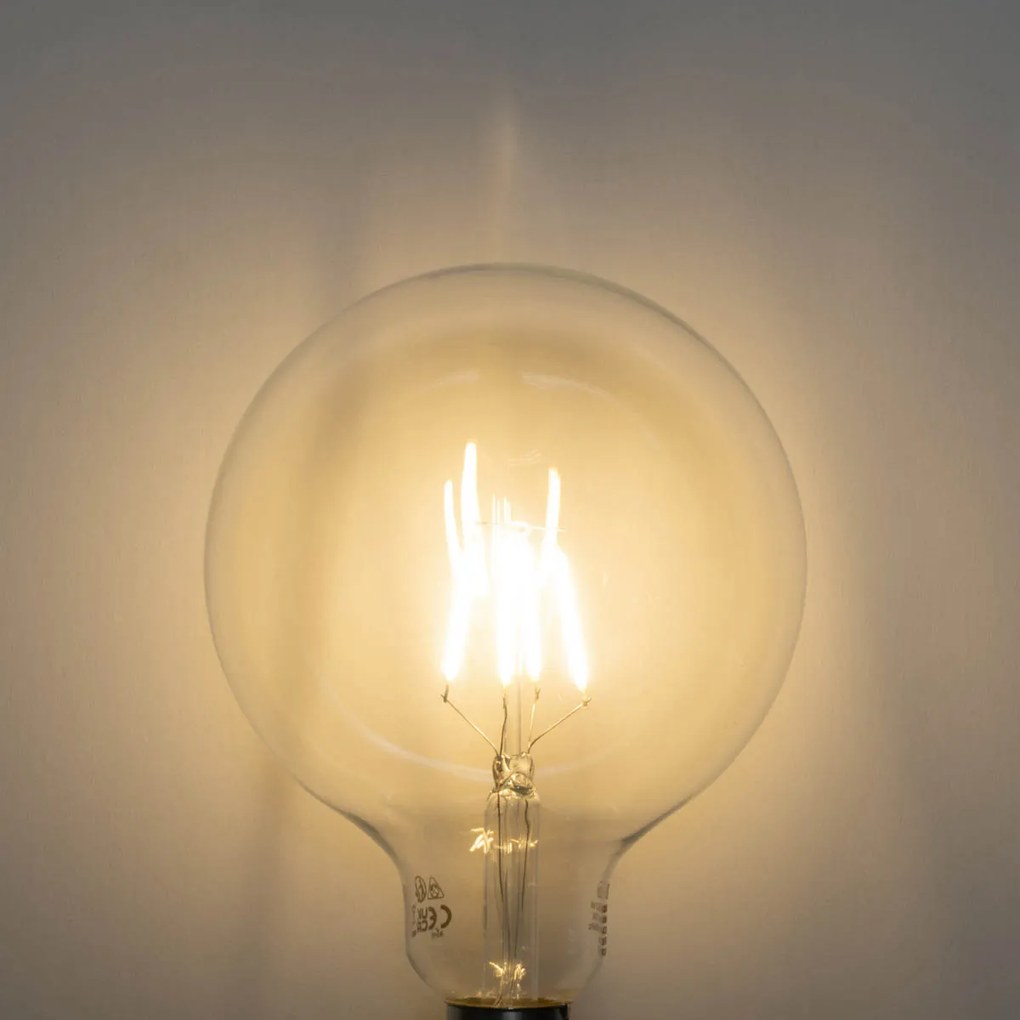 Set de 5 becuri LED E27 cu filament spiralat, dimabile în 3 trepte, G125 4W 450 lm 2700K
