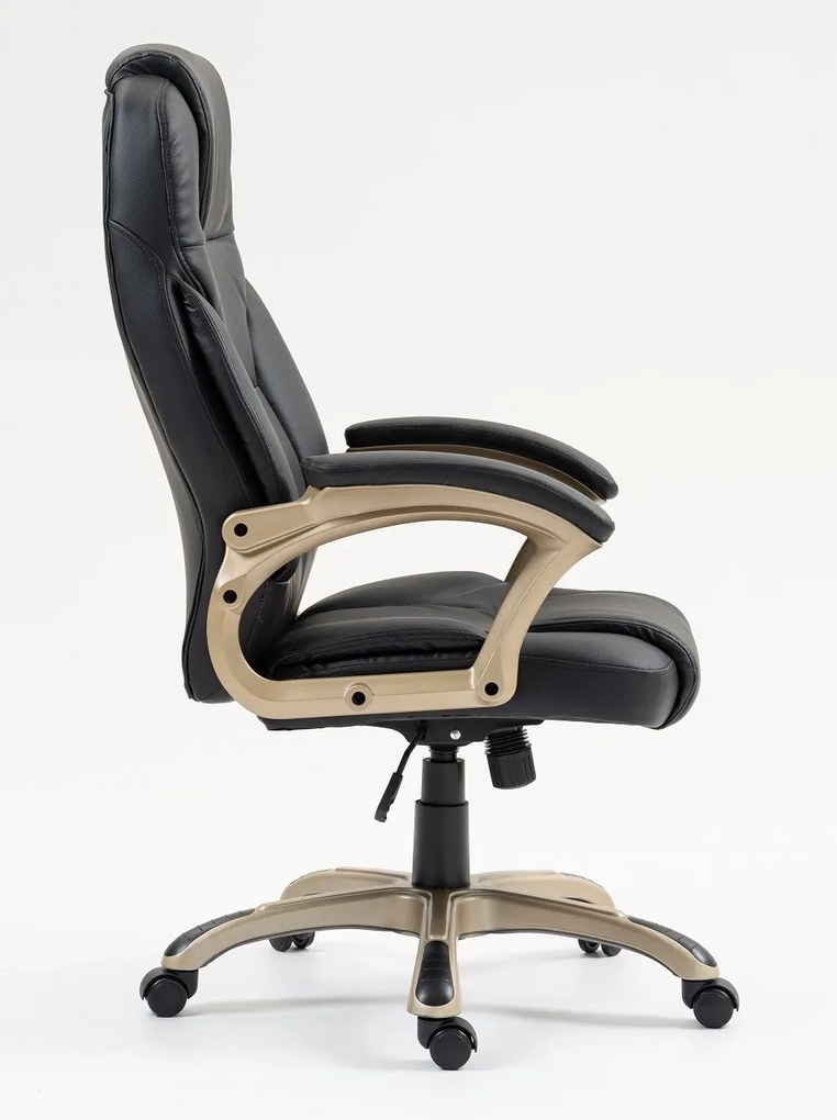 RESIGILAT- Scaun directorial DESMOND, recliner, pivotant, inaltime reglabila, rezistent 150 kg, piele PU, Negru