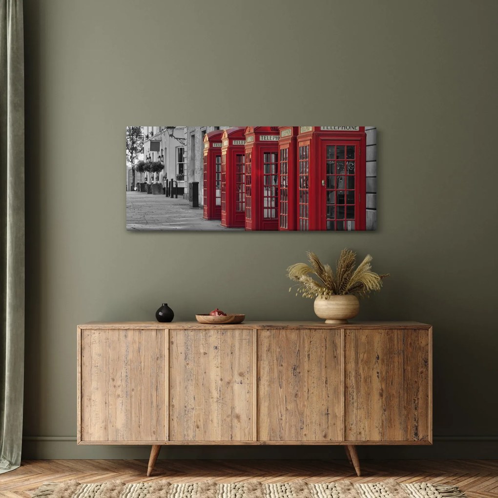 Tablou - Cutii telefonice din Londra (120x50 cm)