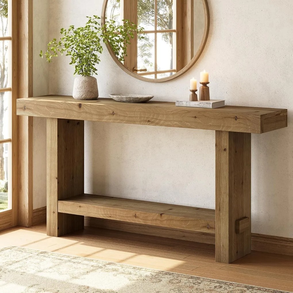 MAM20 - Masa Consola din Lemn, 160 cm, masuta hol, living, dining, dormitor - Maro