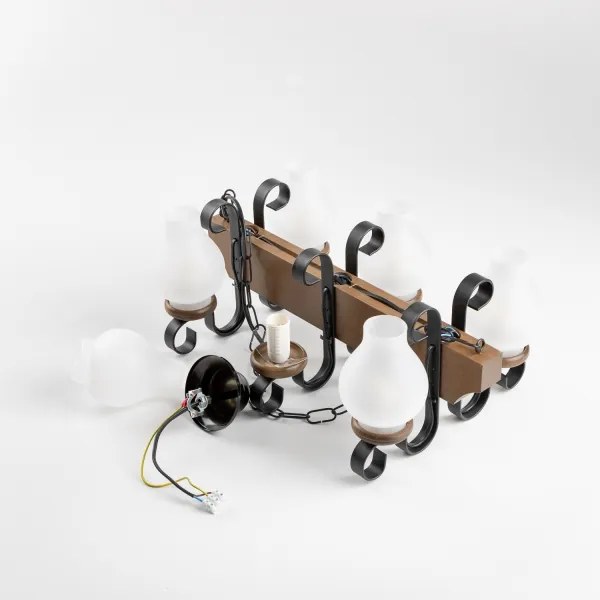 Lustră pe lanț Brilagi QUEEN 6xE14/40W/230V fag/nuc