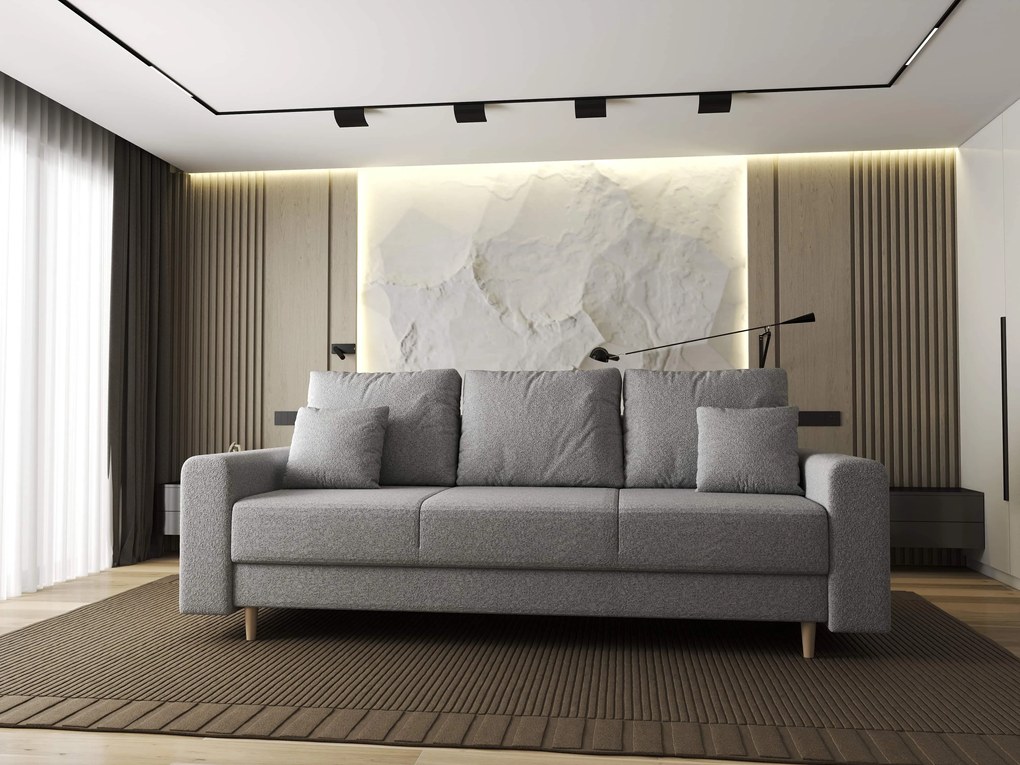 Canapea extensibilă dumonde cu ladă de depozitare si sezut confortabil din spuma high-density, Kronos Euphoria Dove 210x100 cm