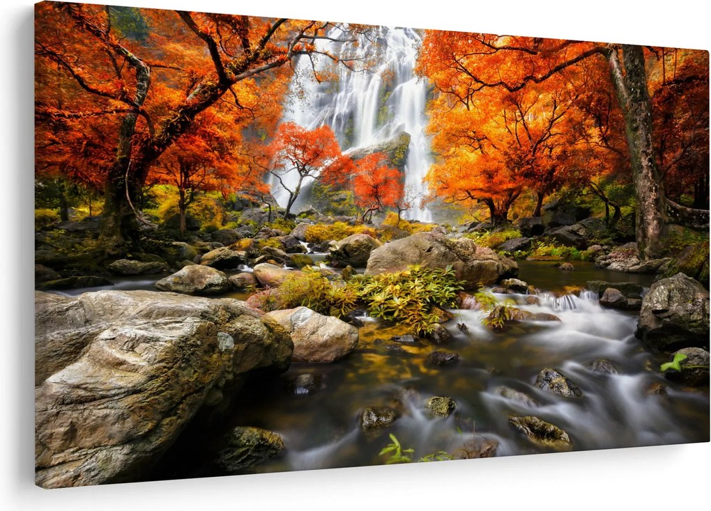 Tablou - Cascade în pădurea portocalie (90x60 cm)