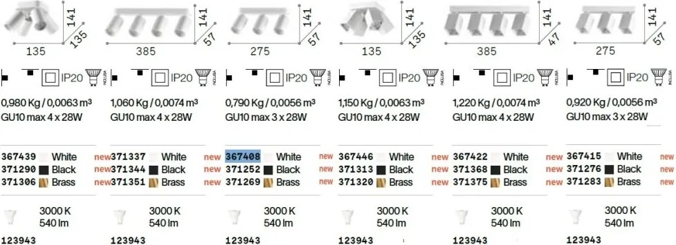 Plafoniera DYNAMITE PL4 SQUARE NERO