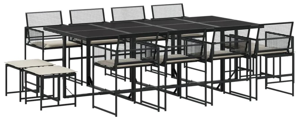 3295020 vidaXL Set mobilier de grădină cu perne, 13 piese, negru, poliratan