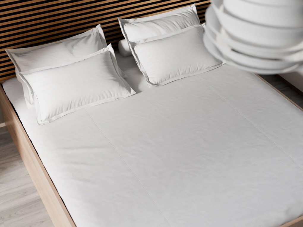 Pat BELLA 160 x 200 cm, stejar sonoma Saltele: Cu saltele Somnia 18 cm, Somiera pat: Cu lamele drepte