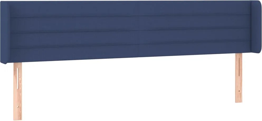 vidaXL Tăblie de pat cu aripioare albastru 163x16x78/88 cm textil