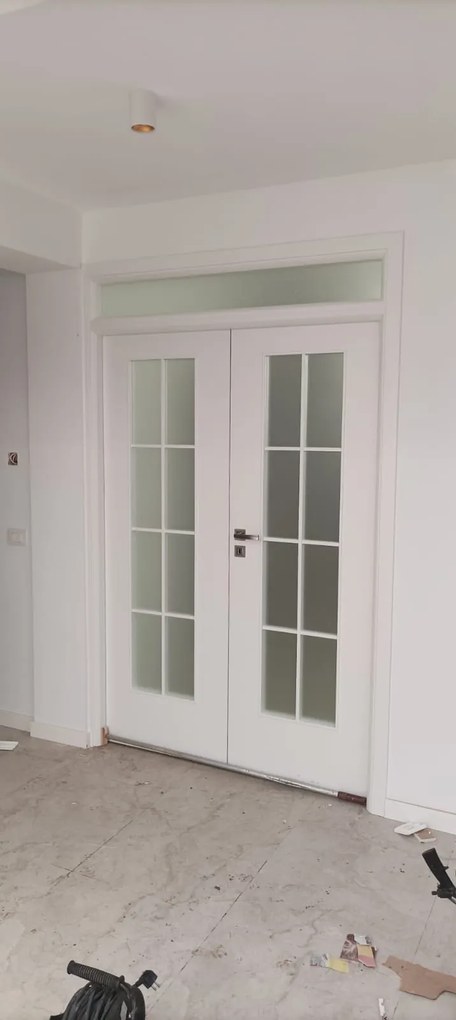 Usa de interior dubla cu supralumina   luminator - Colectia Vintage 5.4 Clara, Stejar, Folie Decor