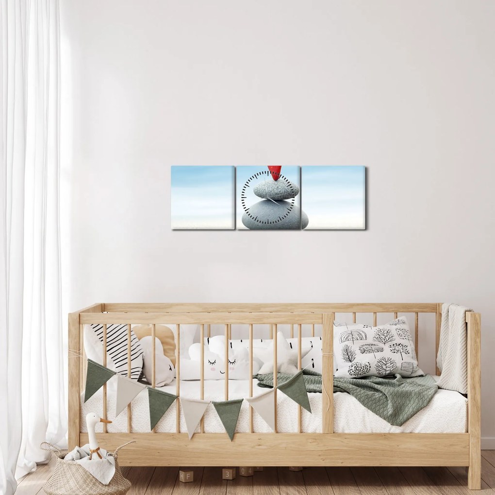 Tablou -Echilibru cu pietre (cu ceas) (90x30 cm)