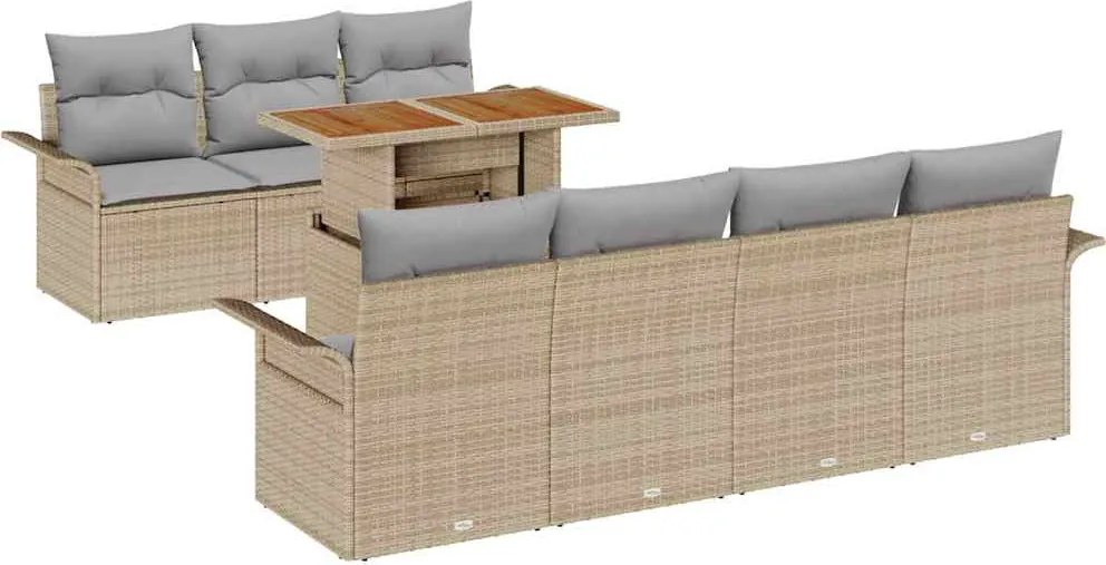 vidaXL Set de canapele pentru grădină 8 pcs Bej Rattan poli