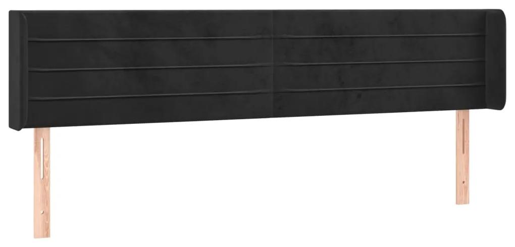 Tablie de pat cu LED, negru, 203x16x78 88 cm, catifea 1, Negru, 203 x 16 x 78 88 cm