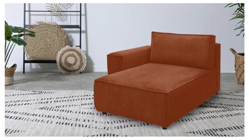 Modul pentru canapea cărămiziu cu tapițerie din catifea reiată (cu colț pe partea stângă ) Nihad modular – Bobochic Paris