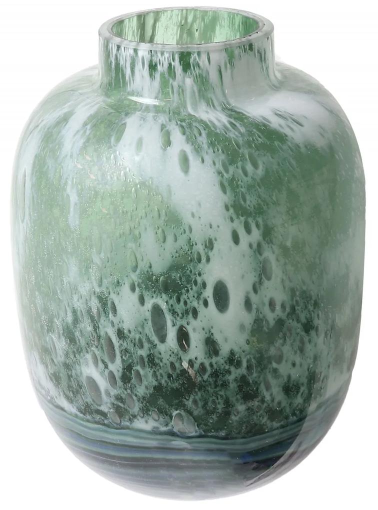 Vaza decorativa din sticla, verde cu nuante gri, 27cm