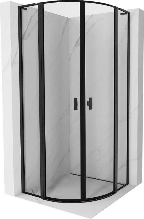 Mexen Mist L cabină de duș semirotundă cu deschidere 100 x 100 cm, ramă neagră, negru - 8A32L-100-100-70-70