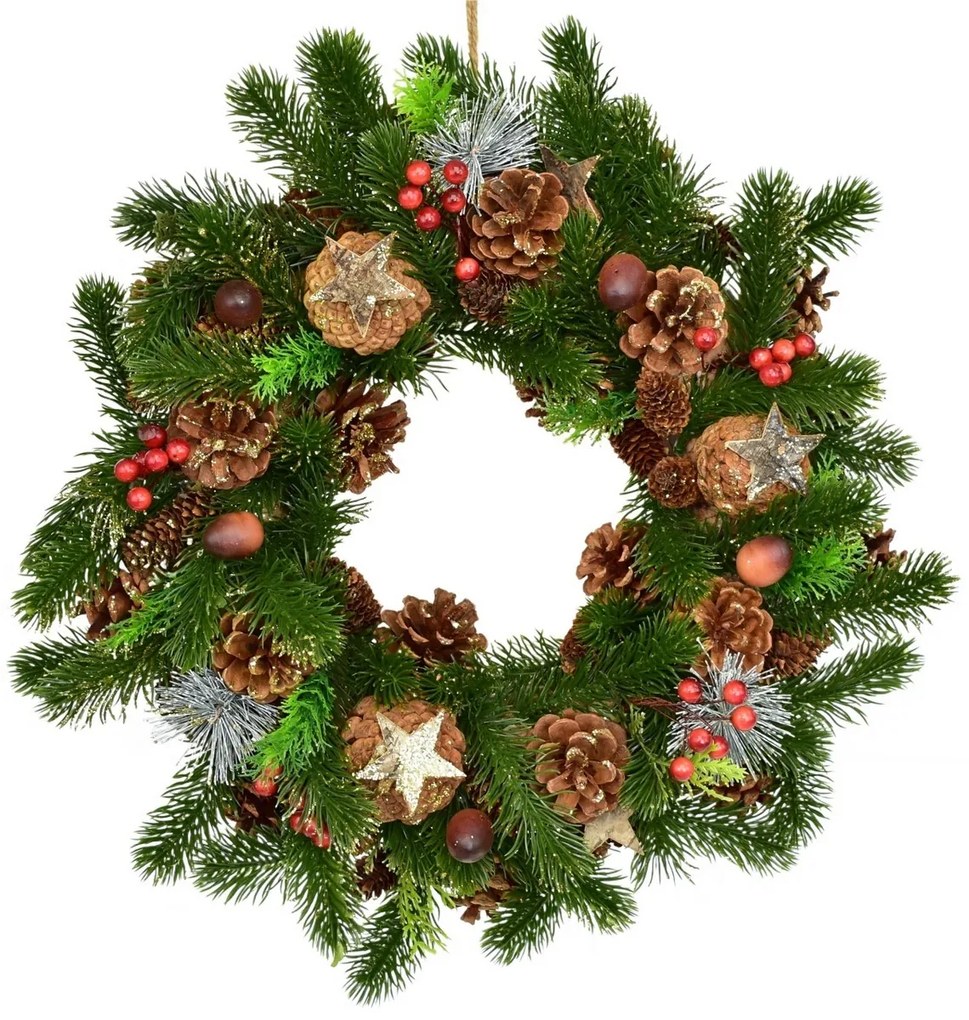 Coroană de Crăciun decorată din brad Winter Dream, 40 cm