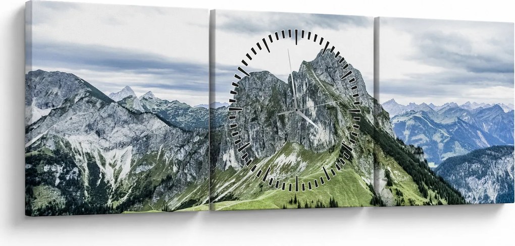 Tablou - Crestele munților (cu ceas) (90x30 cm)