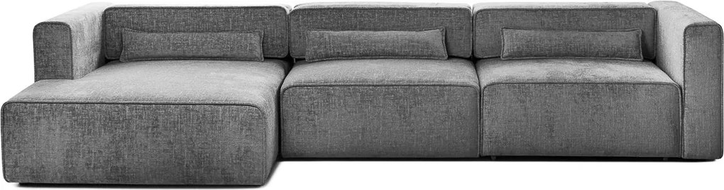 Colțar Extensibil 5 locuri ZANETTO, cu ladă de depozitare, 340x157x70 cm, Gri-Onyx / Stanga
