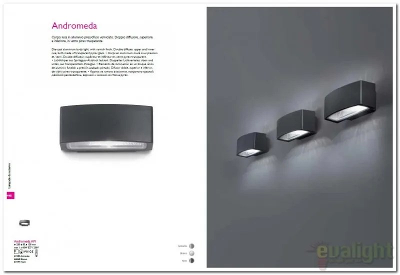 Aplica de perete exterior cu iluminat up-and-down IP55 ANDROMEDA AP1 alb 66868