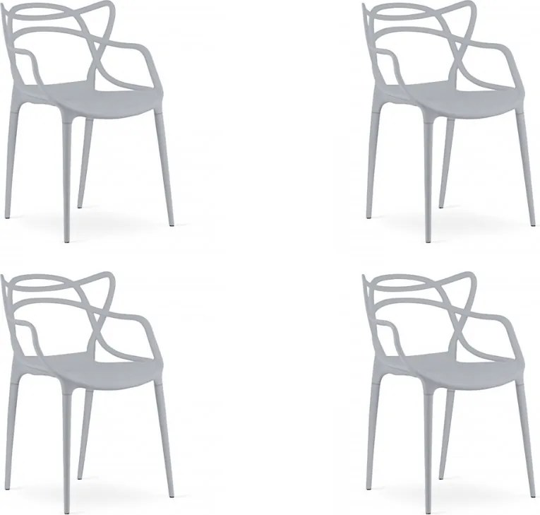 Set 4 scaune din plastic KATO, gri deschis