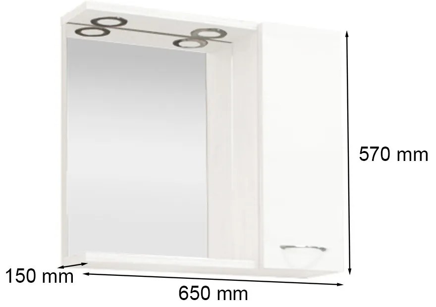 Mobilier de baie Ruben 65, mobilier suspendat, Rauna, ulm