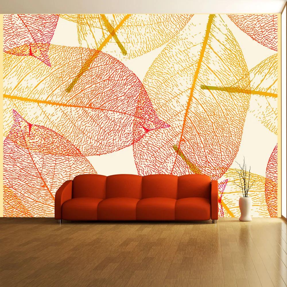 Fototapet Bimago - Autumn leaves pattern + Adeziv gratuit 200x154 cm