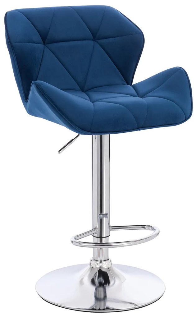 HR111W Scaun Bleumarin Velur Bază Cromata