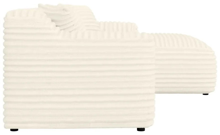 Colțar crem cu tapițerie din catifea reiată (cu colț pe partea dreaptă, cu șezlong) Martin – Ropez