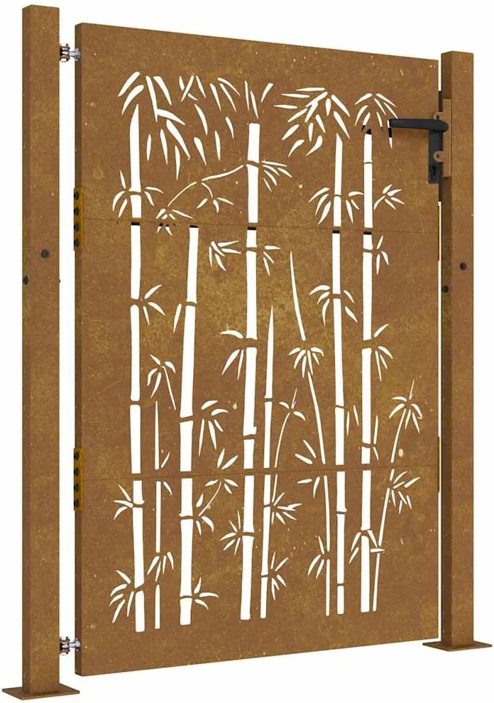 vidaXL Poartă de grădină 100x150 cm, oțel corten, design bambus