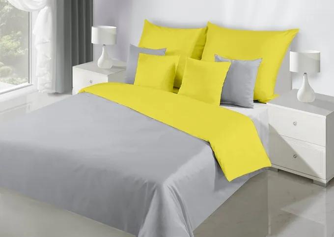 Lenjerie de pat cu două fețe galbenă, material de calitate 3 părți: 1buc 160 cmx200 + 2buc 70 cmx80