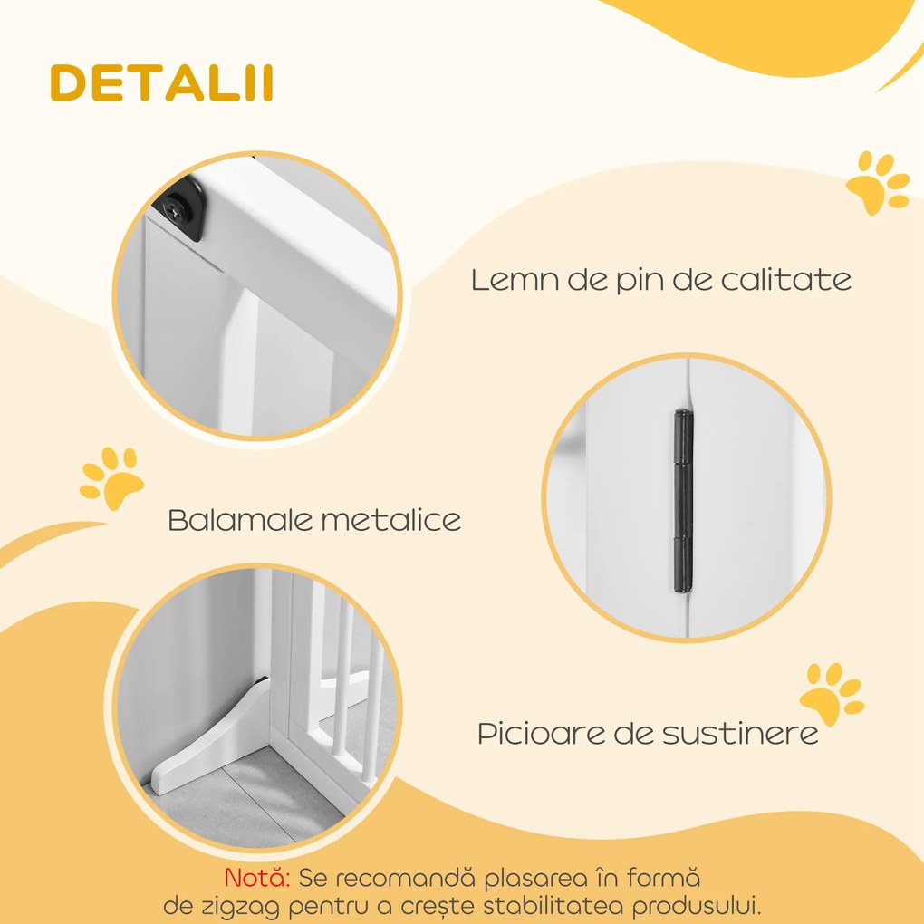 PawHut Poartă Lemn Reglabilă Animale Companie Gard Independent Ușă Hol | Aosom Romania