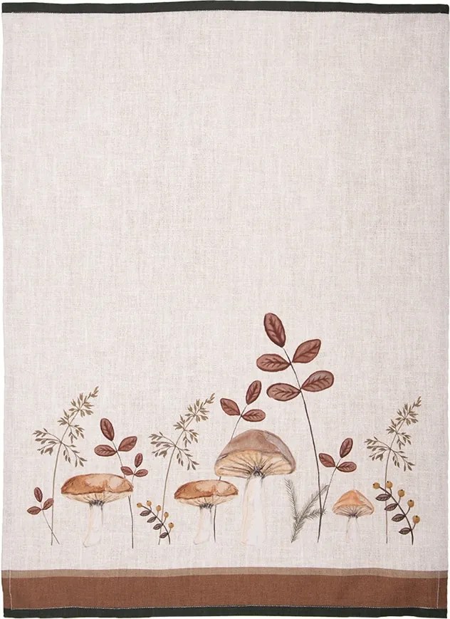 Prosop de bucatarie, bej, din bumbac, 50x70 cm, Mushrooms