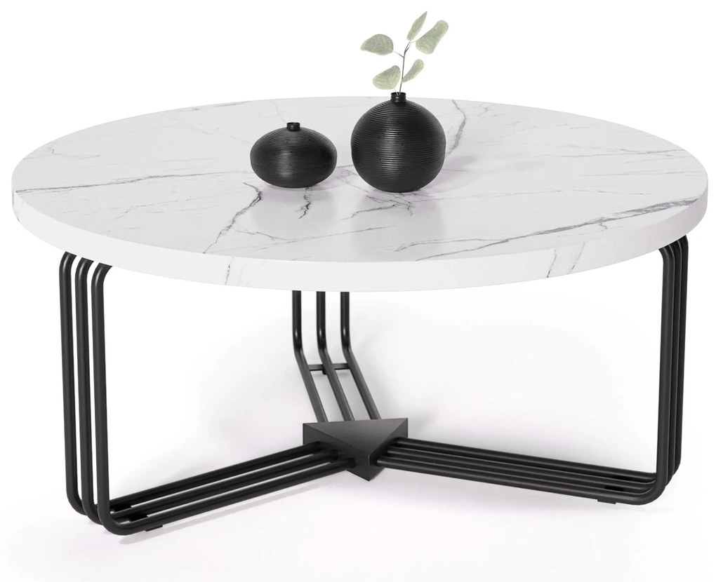 Masă de cafea Adrienne (marmură albă + negru). 1039410