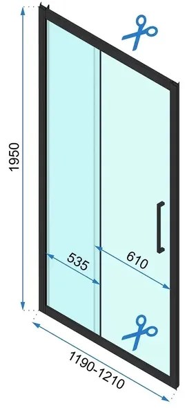 Paravan de dus tip Walk-in Rea Rapid Slide 120x195 cm profil auriu periat