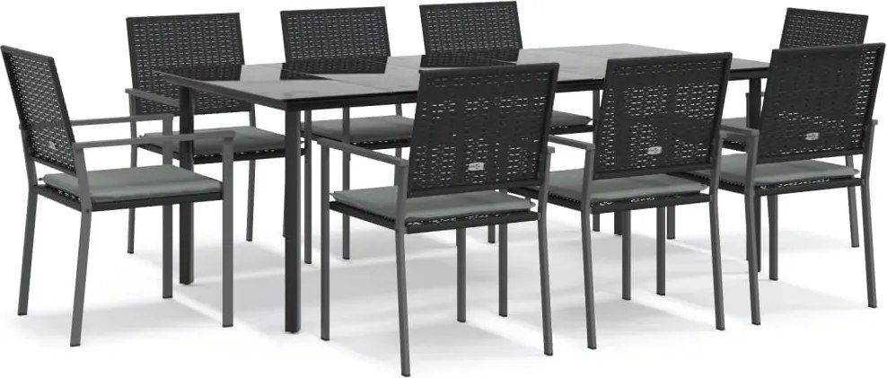 vidaXL Set mobilier de grădină cu perne, 9 piese, poliratan și oțel