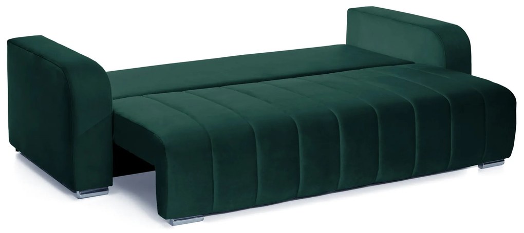 Canapea Extensibilă 3 locuri DIEGO, cu ladă de depozitare, 230x92x90 cm, Velutto-Verde