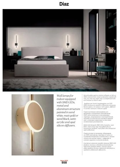 Redo 01-2697 - Aplica de perete LED DIAZ, 20W/230V, CRI 90, auriu