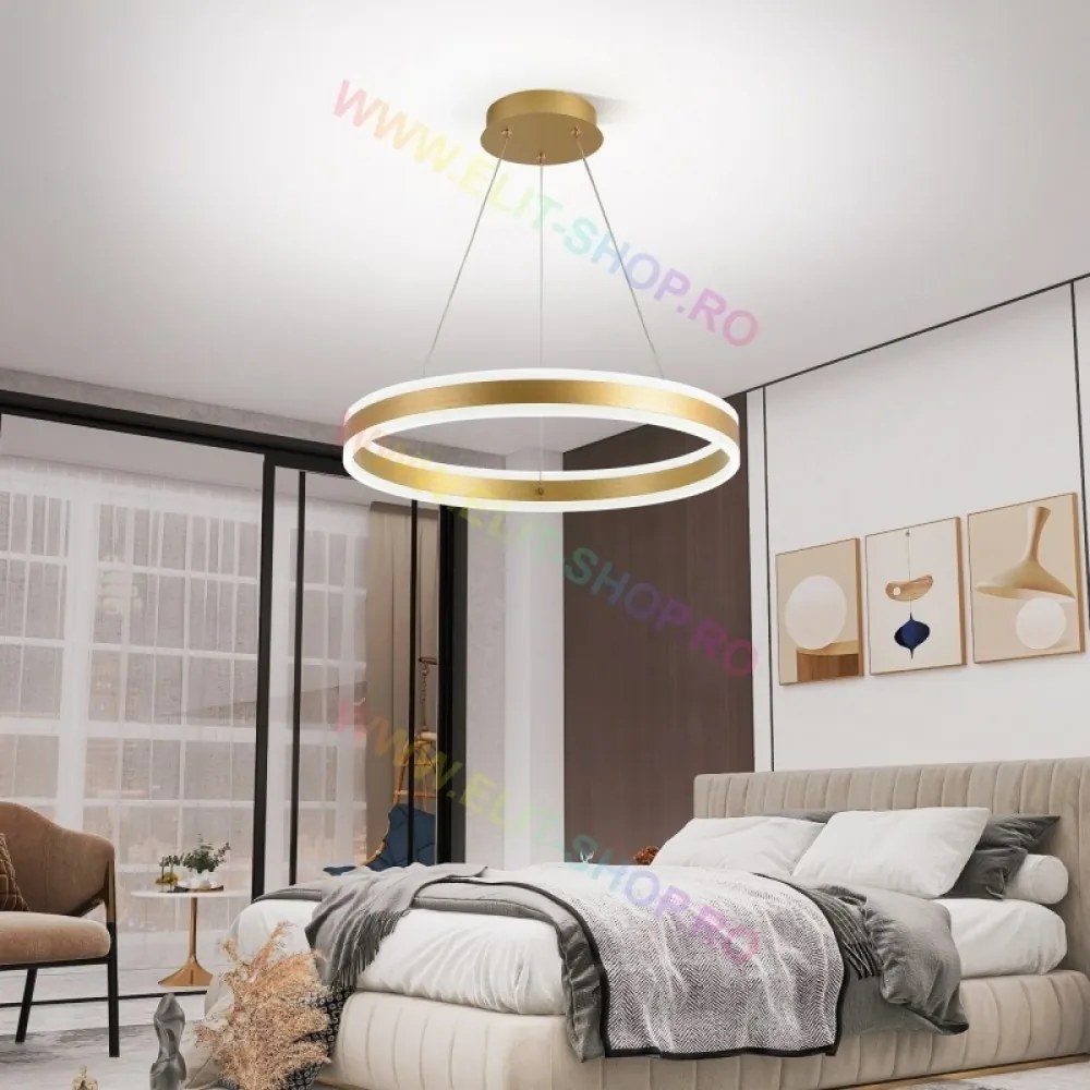 Lustra LED Cu Telecomanda, Elit's Esn1768/500D-GD, 124W, GOLD