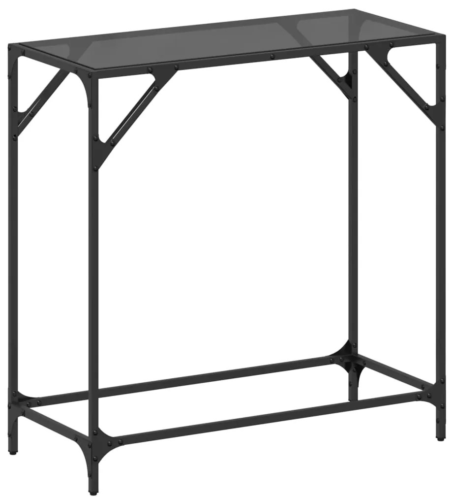 vidaXL Măsuță de cafea, blat din sticlă negră, 80x35x81 cm, oțel