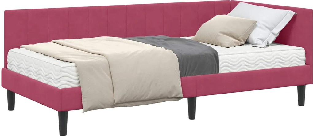 vidaXL Cadru de pat colțar cu saltea cu saltea 2 pcs Verde Catifea