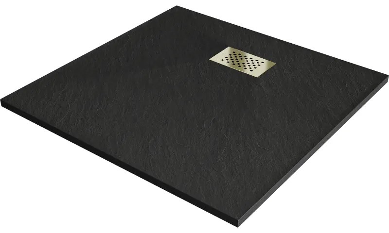 Mexen Hugo cabina pătrată SMC 80 x 80 cm, neagră, mască aurie - 42708080-G