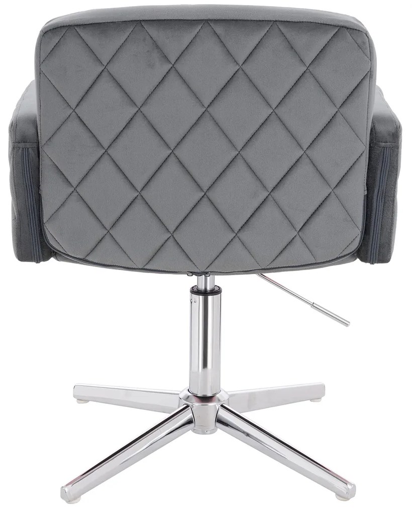 HR802CROSS Scaun Grafit din Catifea cu Bază Cromata
