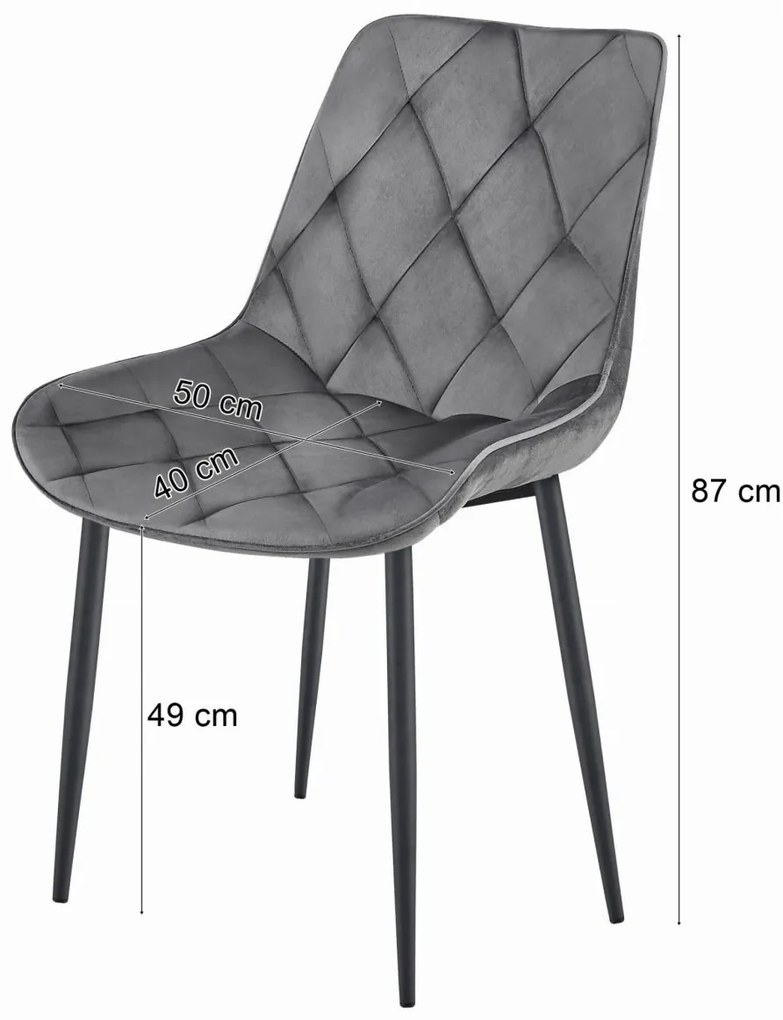 OFERTA Scaun de masa din catifea TOR, gri inchis II. calitate