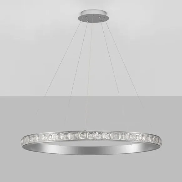 Lustra LED design circular, Otel, Argintiu, Cristal K9, ETEKEN NVL-9501216
